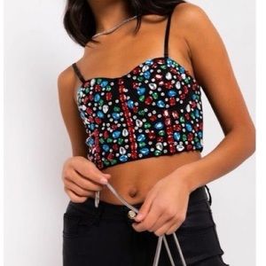 SHINE BRIGHT RHINESTONE CORSET CROP TOP NEW